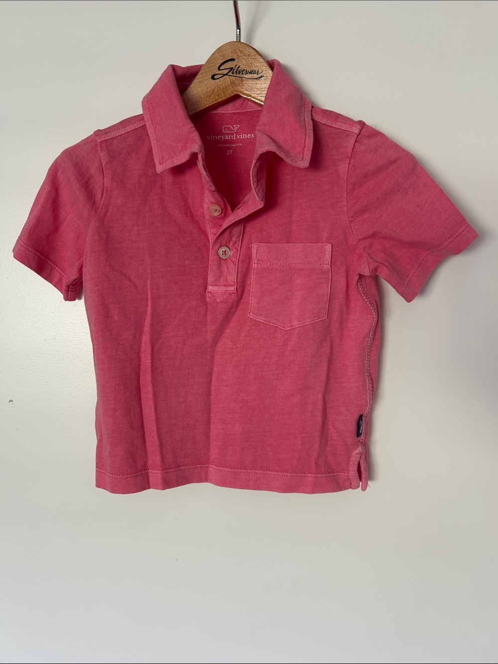 Vineyard Vines Kids Short Sleeve Polo in Coral Pink size 2T